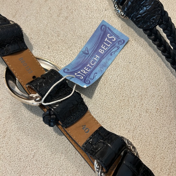 Brighton Black Leather Belt with Silver Plated Hardware Size 40 - Picture 4 of 10